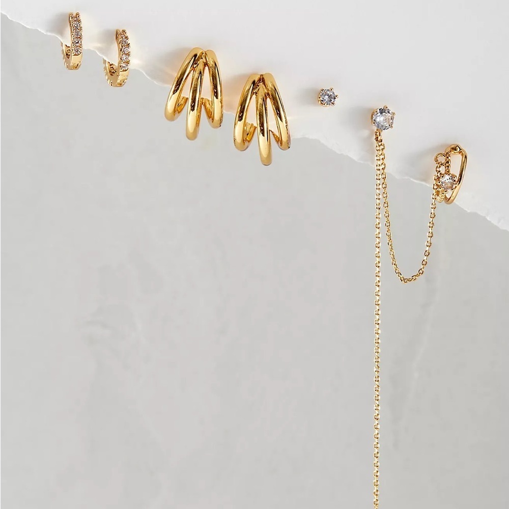 NWT 14k Gold Plated Dripping Earring Set by Free People